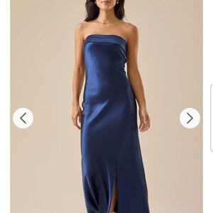 Elegant Blue Strapless Dress